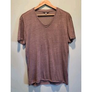 John Varvatos Gray Linen Lightweight V Neck T Shirt Sz S